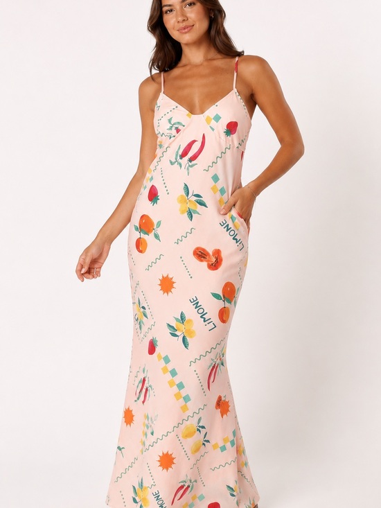 Petal & Pup Dresses & Skirts - Petal & Pup Pink Fruit-Print Slip Maxi Dress
